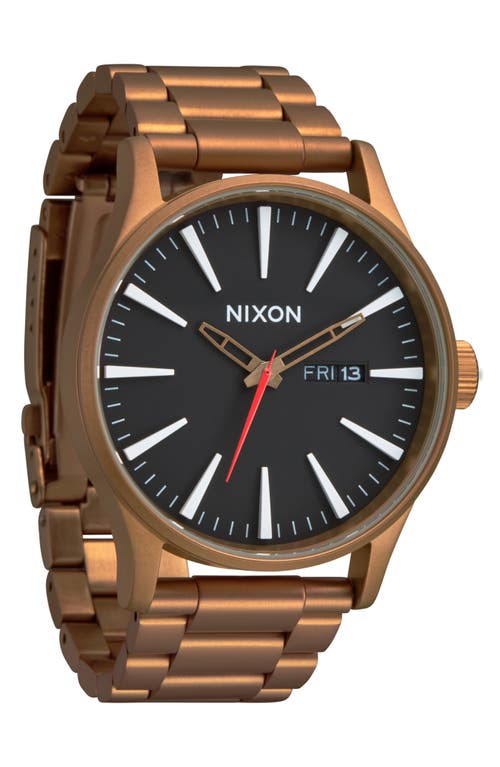Nixon The Sentry Bracelet Watch, 42mm In Bronze/black