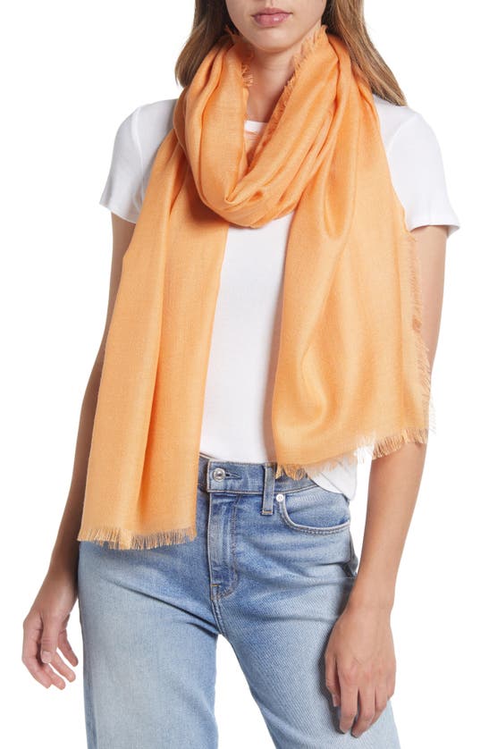Nordstrom Cashmere & Silk Wrap In Orange Earth