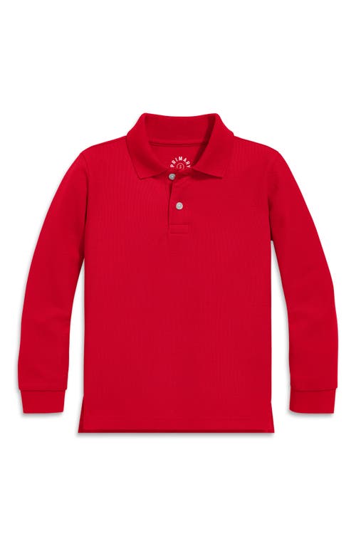 Shop Primary Long Sleeve Pique Polo In Cherry