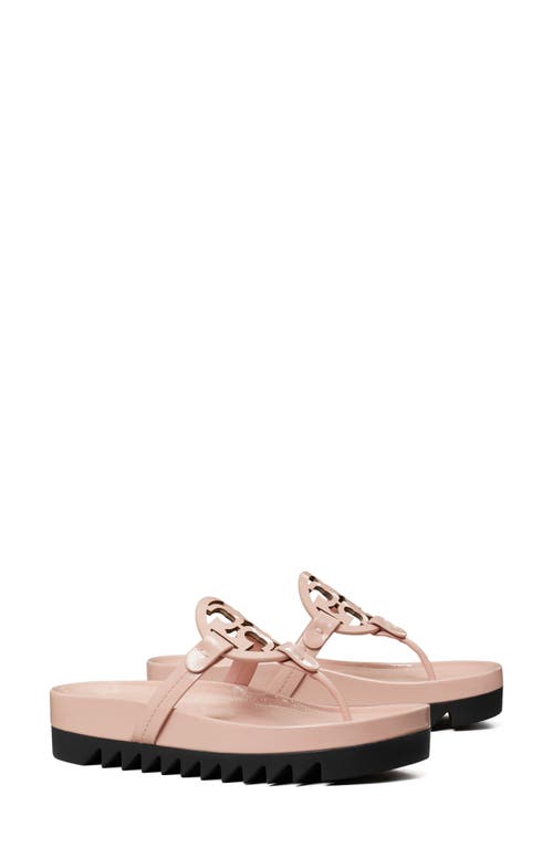 Tory Burch Miller Cloud Lug Sandal In Pink Brick/perfect Black