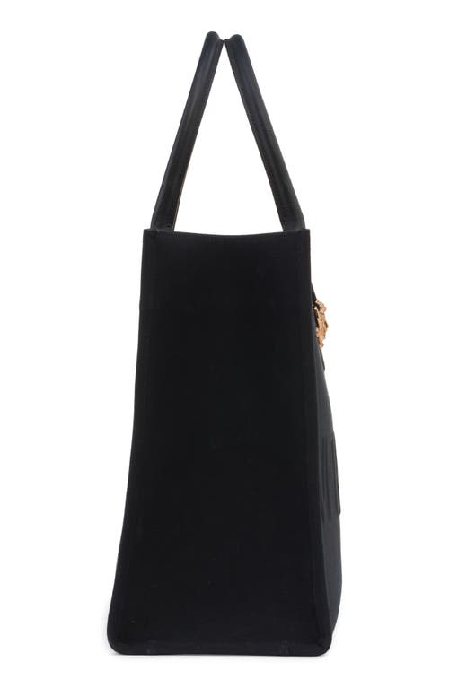 Shop Versace La Medusa Canvas Tote In Black/ Gold