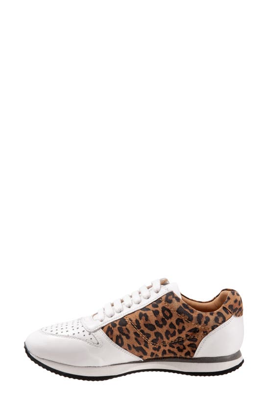 Shop Trotters Infinity Leather Sneaker In White Tan Cheetah