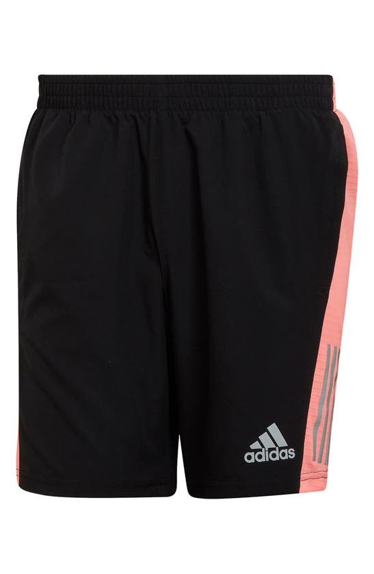 Adidas Originals Own The Run Shorts In Black/acid Red/silver