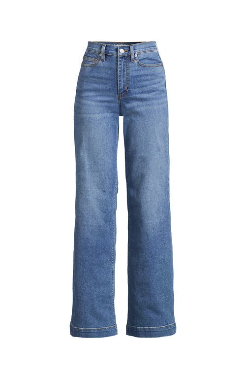 Lands' End Recover High Rise Wide Leg Blue Jeans In Beau Blue