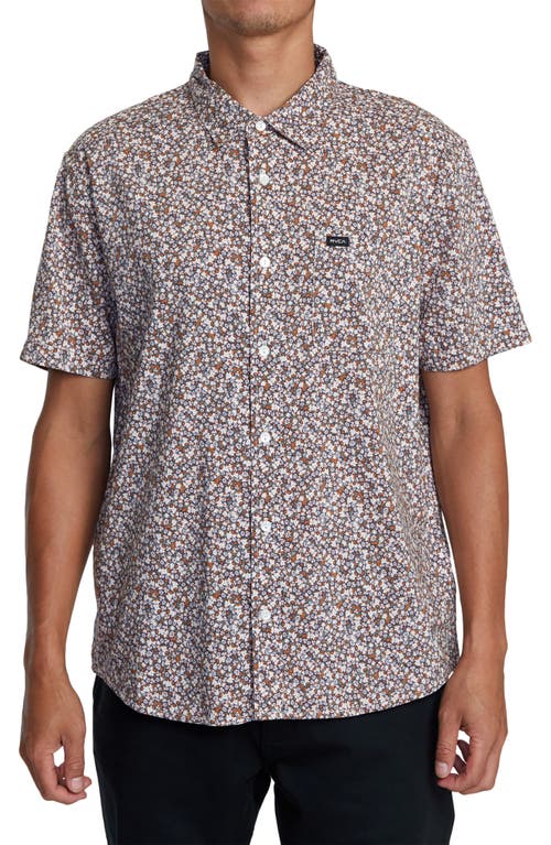 RVCA Micro Gardens Floral Short Sleeve Button-Up Shirt Pale Mauve at Nordstrom,