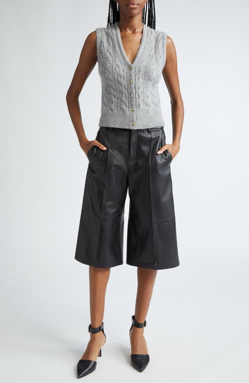 Shop Vince Leather Bermuda Shorts In Black