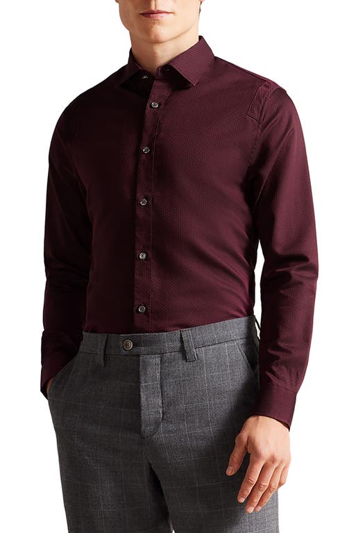 Ted Baker London Men's Layer Microdot Button-Up Shirt in Maroon