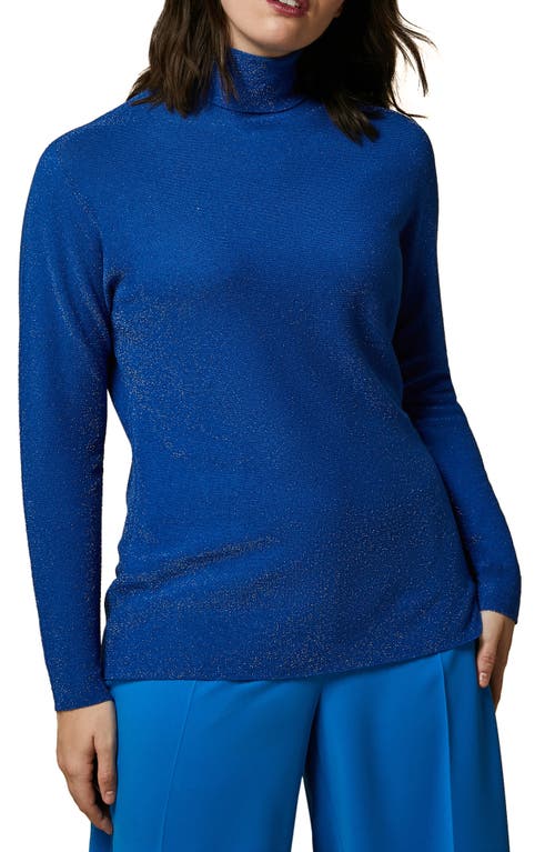 Marina Rinaldi Metallic Turtleneck Sweater Cornflower at Nordstrom,