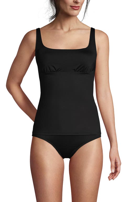 Shop Lands' End Square Neck Underwire Tankini Top Swimsuit Adjustable Straps In Black