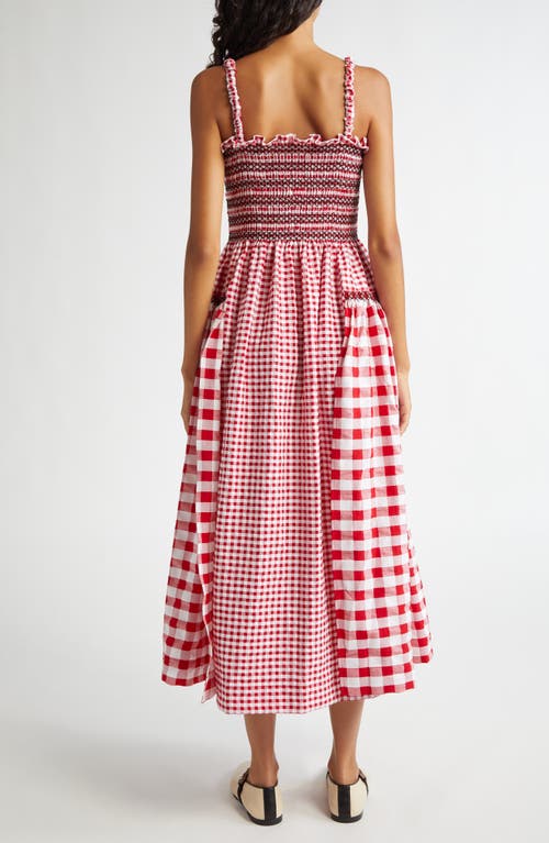 Shop Molly Goddard Jacob Smocked Gingham Sundress In Red