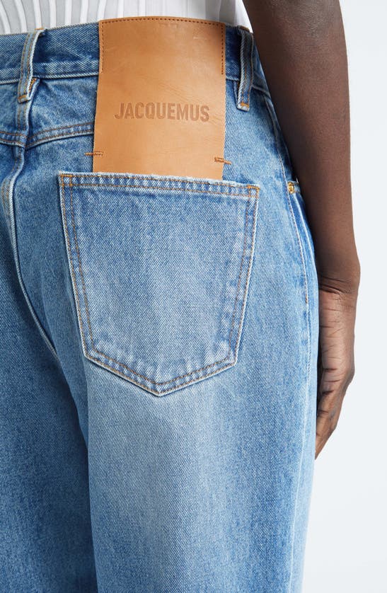 Shop Jacquemus Le De-nimes Droit Straight Leg Jeans In Blue/tabac 33c