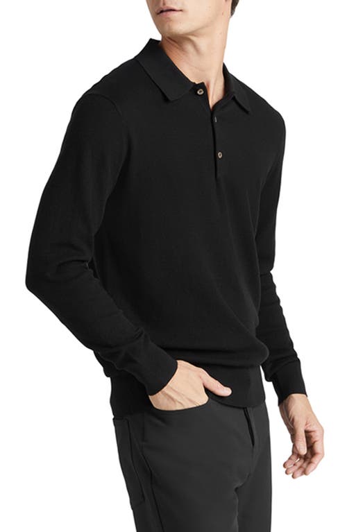 Shop Goodlife Mini Waffle Long Sleeve Polo In Black