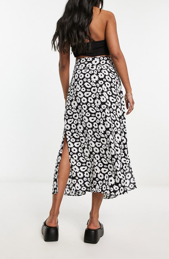 Asos Design Print A-line Midi Skirt In Black Multi
