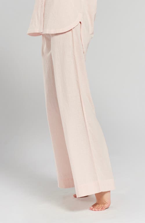 Peachaus Chicory Striped Woven-cotton Pajama Pants In Dawnlight Coral