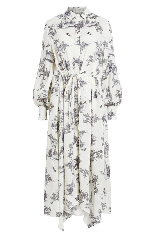Allsaints Womens Maria Off Whit Skye Floral-print Linen And Silk Midi Dress In Maria Off White