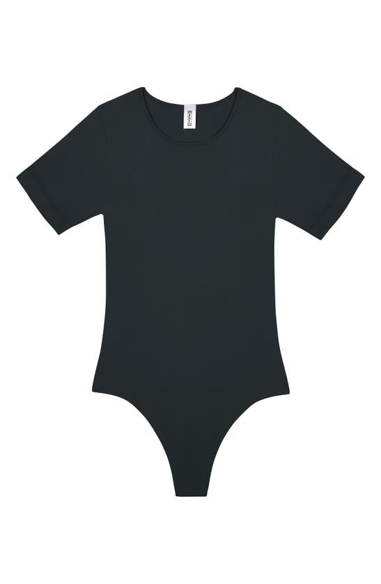 Shop Wolford Seamless Short Sleeve Bodysuit In Black