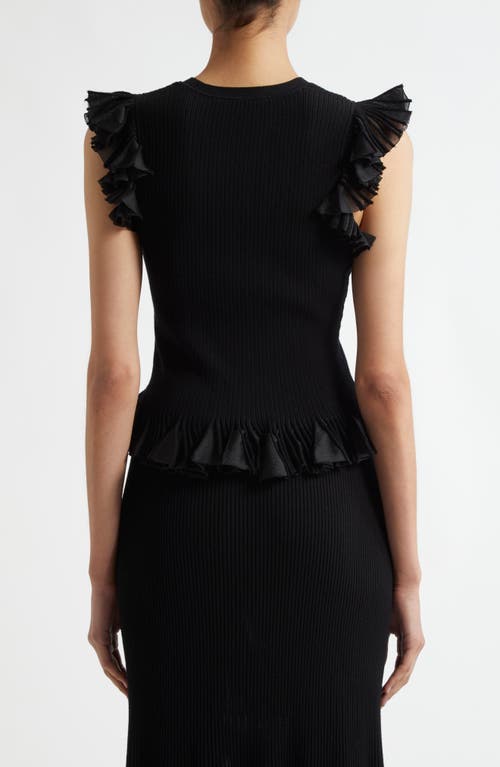 Ulla Johnson Leila Flared Sunburst-knit Top In Noir