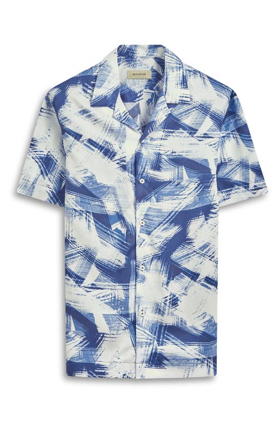 Shop Bugatchi Orson Abstract Print Lyocell Camp Shirt In Navy