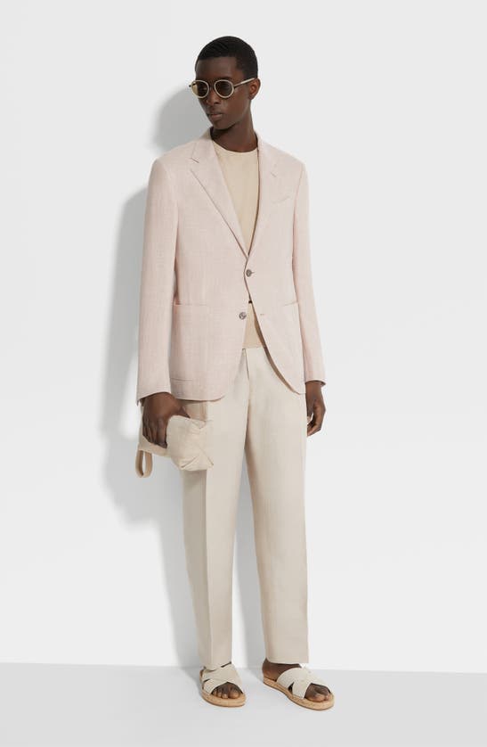 Shop Zegna Oasi Pleated Linen Trousers In Iuta