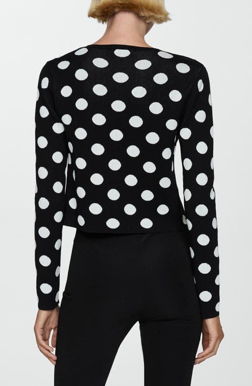 Shop Mango Polka Dot Cardigan In Black