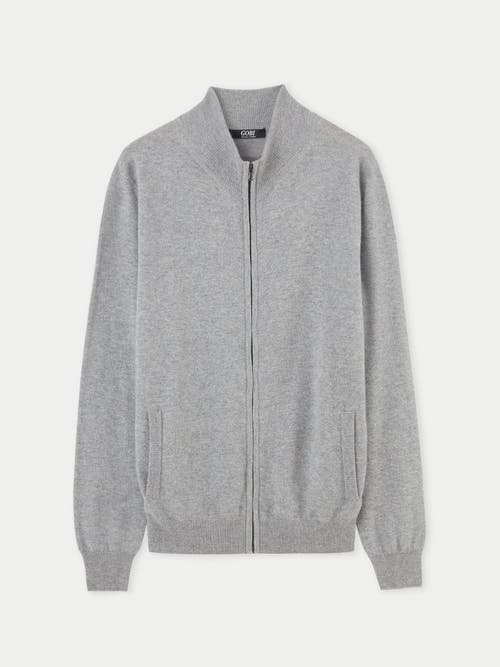 GOBI CASHMERE GOBI CASHMERE FULL ZIP STAND COLLAR CARDIGAN 