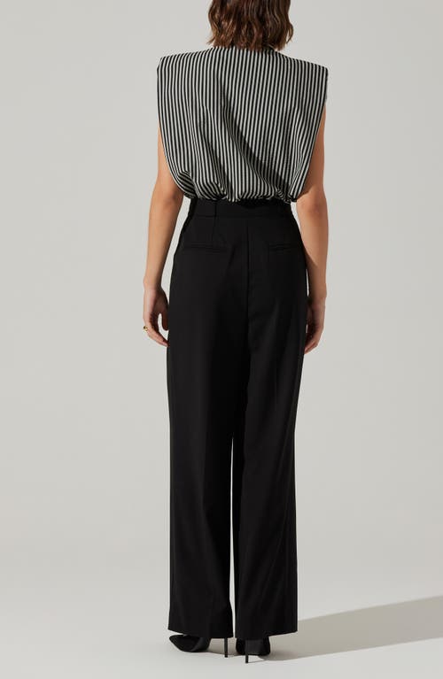 Astr The Label Elswyth Stripe Boxy Sleeveless Button-up Shirt In Black