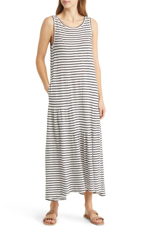 caslon(r) Stripe Cotton Blend Maxi Dress in Ivory- Black Dana Stripe