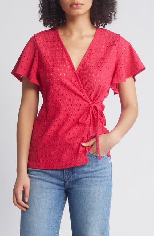 Loveappella Eyelet Wrap Top at Nordstrom,