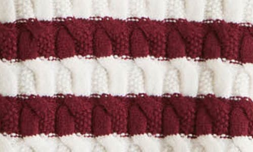 Blu Pepper Stripe Cable Knit Crop Sweater In Oxblood
