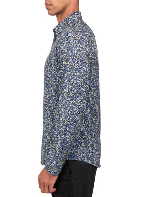 Shop Brooklyn Brigade Liberty Floral Recycled 4-way Stretch Performance Long Sleeve Shirt In Green