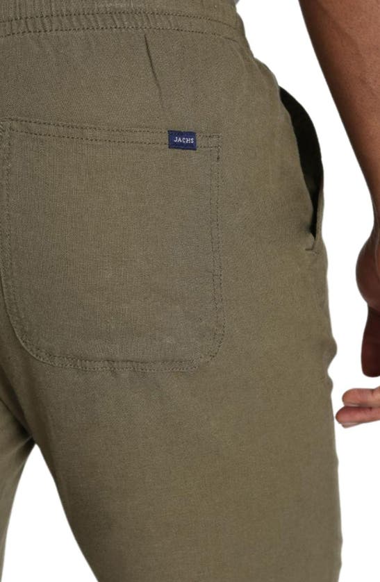 Shop Jachs Pull-on Linen Blend Pants In Olive