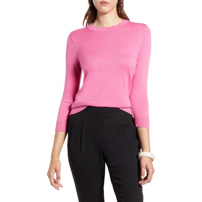 Halogen Scallop Neck Sweater, Pink