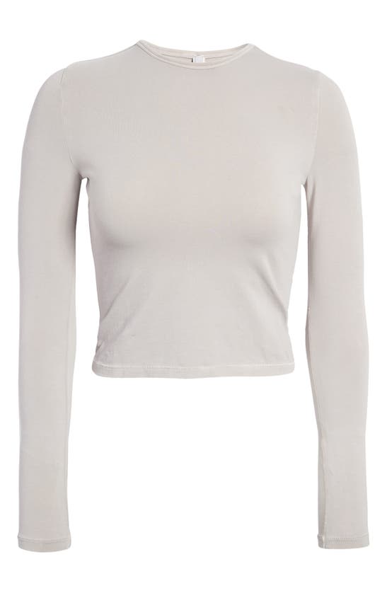 Shop Skims New Vintage Cropped Long Sleeve T-shirt In Light Heather Grey