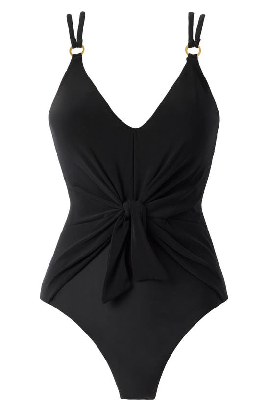 Shop Magicsuit Saki Obi One-piece Swimsuit In Black
