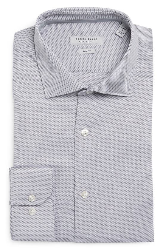 Perry Ellis King Slim Fit Micro Dot Shirt In Charcoal