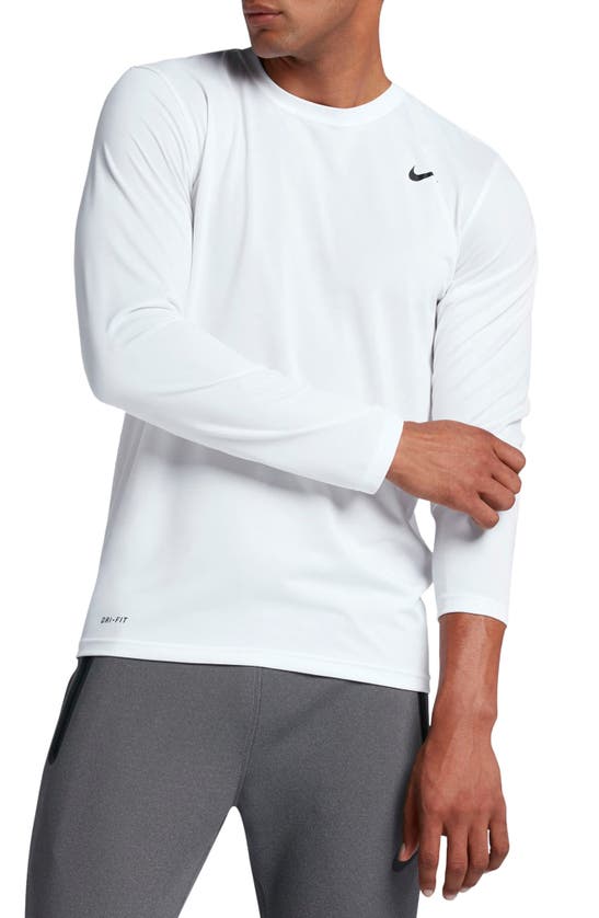 Nike 'legend 2.0' Long Sleeve Dri-fit Training T-shirt In White/ Black | ModeSens