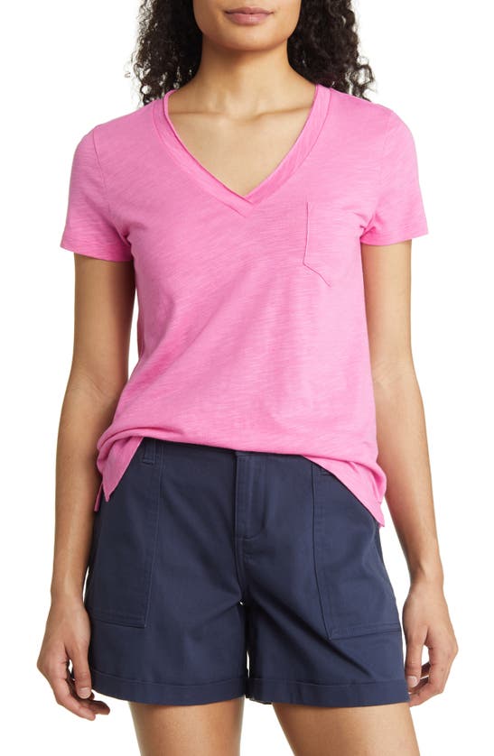 Caslon Short Sleeve V-neck T-shirt In Pink Wildflower