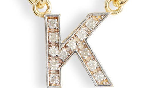 Meshmerise Diamond Initial Charm Paper Clip Chain Necklace In Yellow-k