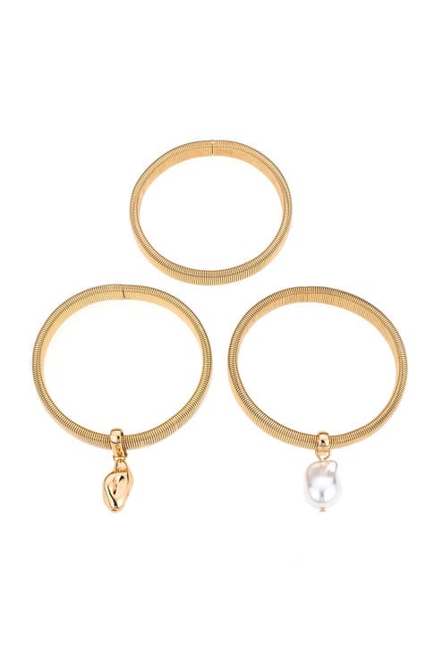 Set of 3 Imitation Pearl Bracelets