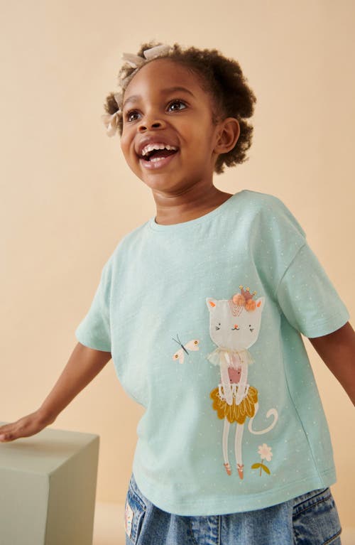 Shop Next Kids' Pretty Cat Appliqué T-shirt In Teal