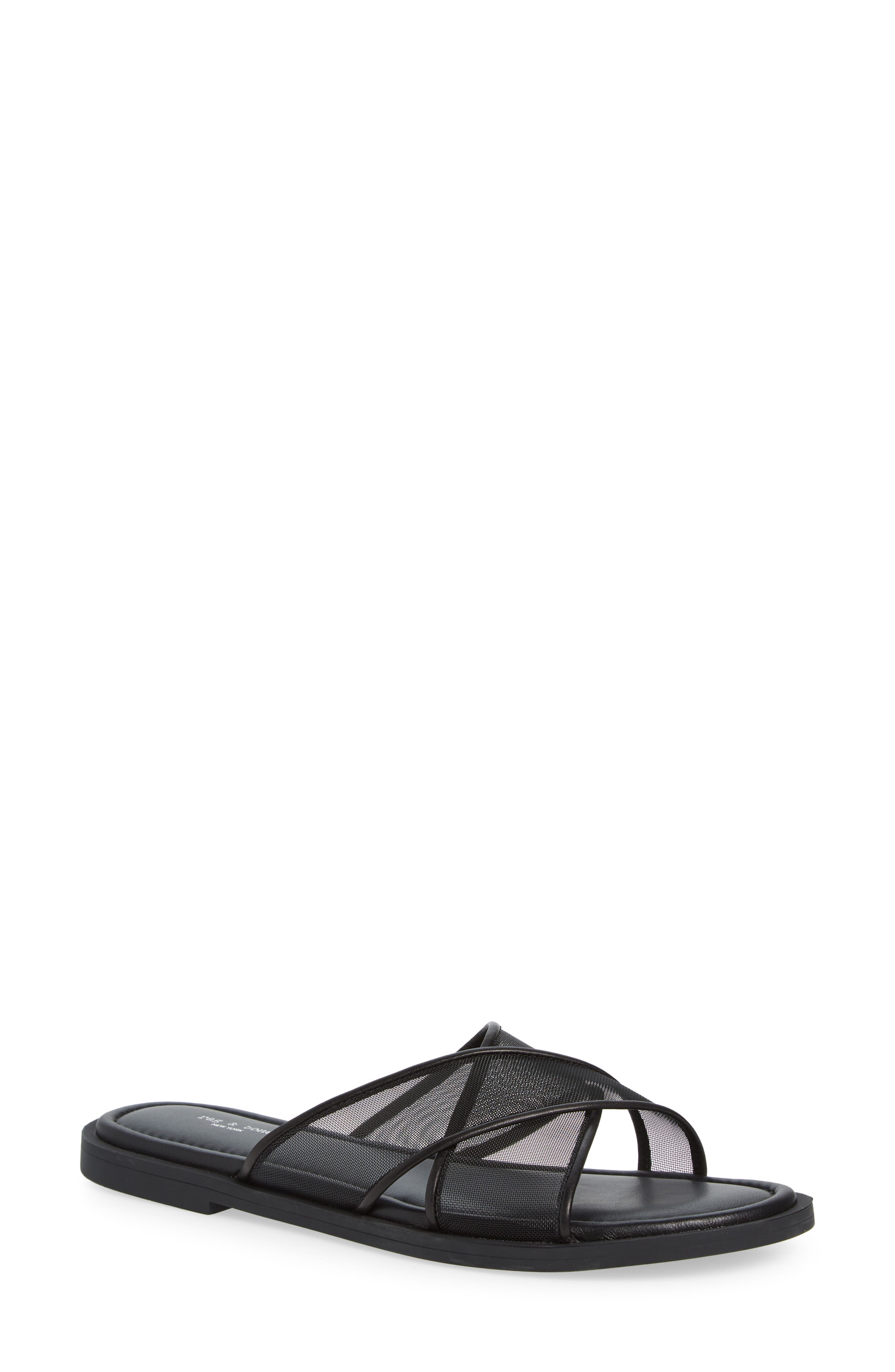 Rag & Bone Geo Mesh Crisscross Slide Sandals In Black