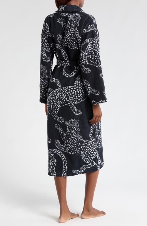 Shop Desmond & Dempsey Print Terry Cloth Robe In Navy