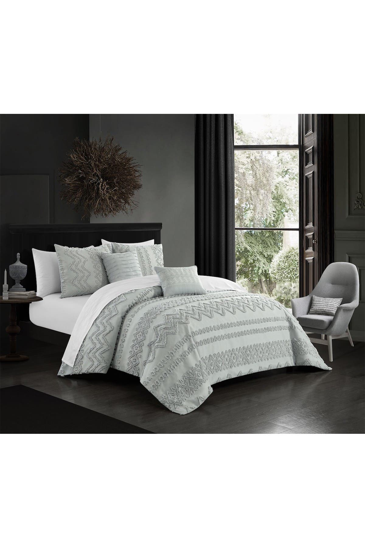 Chic Home Bedding Jenson Jacquard Geometric Design King Comforter Set Grey 5 Piece Set Nordstrom Rack