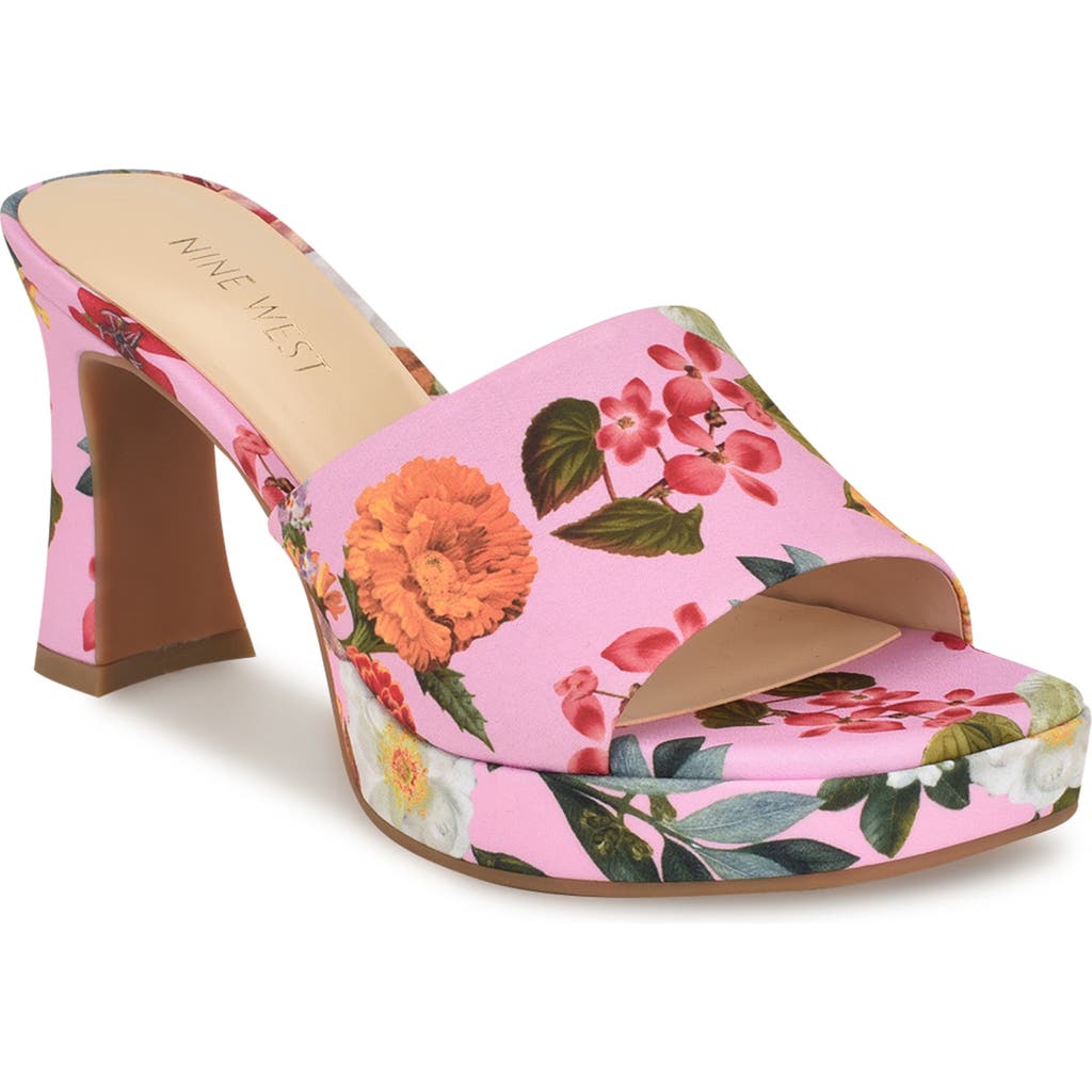 Shop Nine West Bammah Platform Slide Sandal In Pink Multi