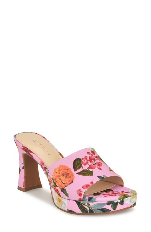 Shop Nine West Bammah Platform Slide Sandal In Pink Multi