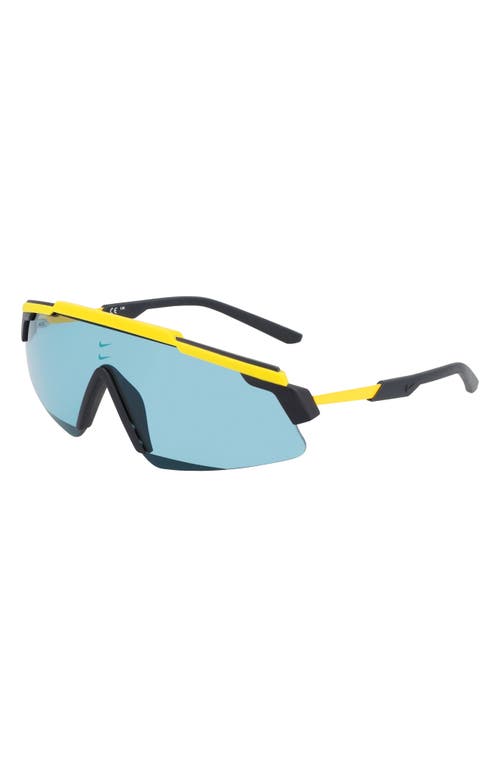 Shop Nike Marquee 66mm Oversize Shield Sunglasses In Laser Orange/teal