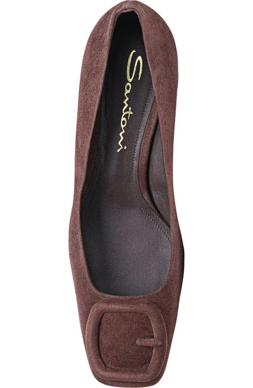 Santoni Suede Buckle Block-heel Pumps In Brown
