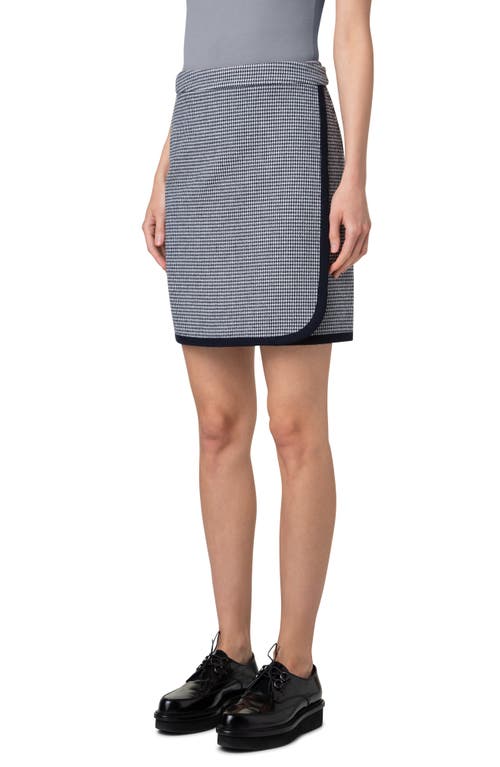 Shop Akris Punto Houndstooth Double Face Wrap Skirt In Cream-navy