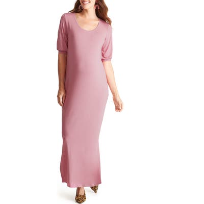 Ingrid & Isabel Split Sleeve Knit Maternity Maxi Dress, Pink