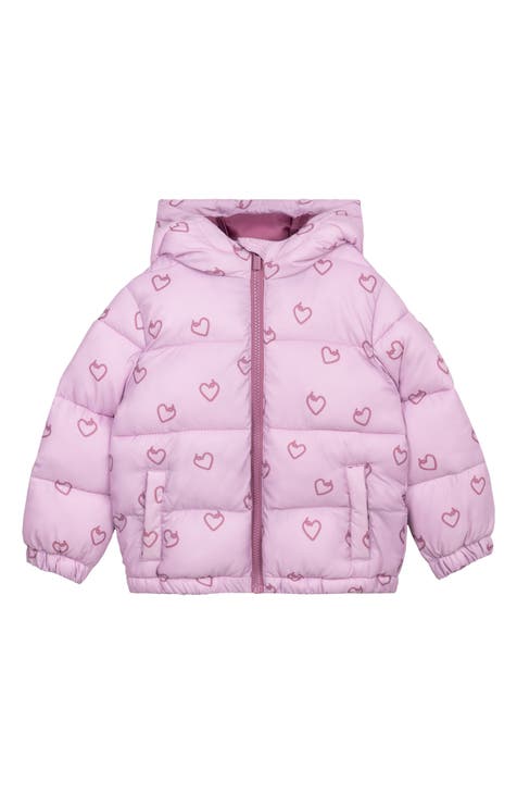 Heart Print Quilted Packable Jacket (Baby)